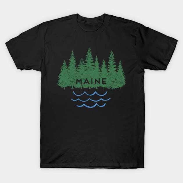 Maine Trees Lake Nature Outdoors Souvenir T-Shirt by Pine Hill Goods